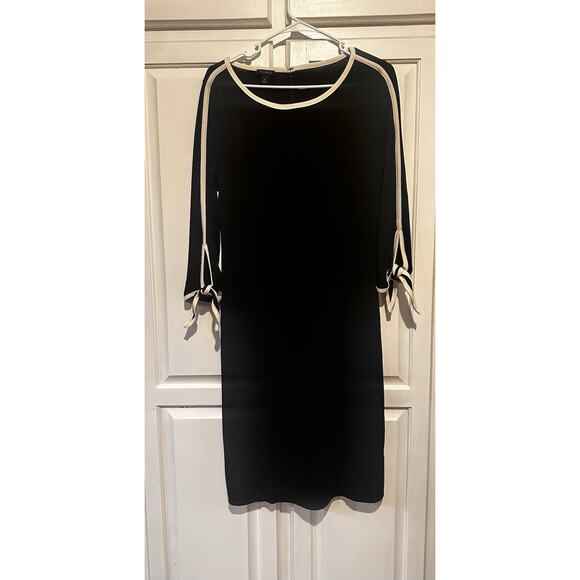 Talbots Dresses & Skirts - Talbots Size Medium Bow Sleeve Trim Ponte Shift Dress Black Classic Office